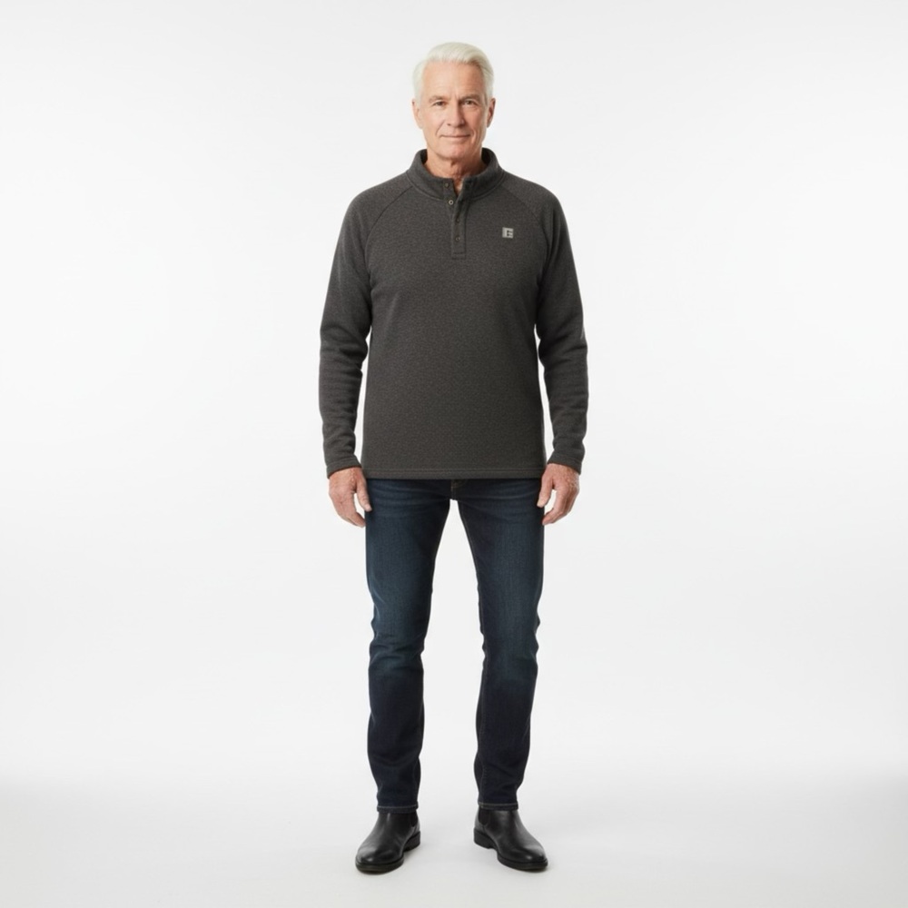 Rogers Classic Sweater Fleece Henley Like New, Ships next‎ day 2XL